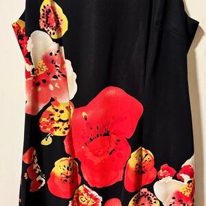 AB Studio Women’s 12 Floral Sleeveless Dress Black Cocktail Stretchy